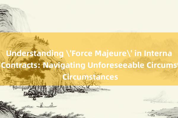 Understanding 'Force Majeure' in International Contracts: Navigating Unforeseeable Circumstances